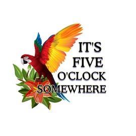 It's 5 O'Clock Somewhere Playroom Wall Art Words Letter Stickers Flower Floral Leaves Removable Wall Decal for Dorm Nursery Bathroom Tumblers Vinyl