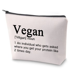 ZJXHPO Vegan Cosmetic Bag Vegetarian Travel Case Gift Herbivore Survival Kit Vegan Definition Makeup Zipper Pouch Bag Vegan Gift for Women (VEGAN)