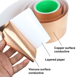 BOMEI PACK Copper Foil Tape,4 Inch x 33 Ft,Wide Roll Copper Tape with Conductive Adhesive for Guitar, Metal Gold Duct Tape for Electrical Repairs, (4 Inch)