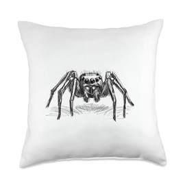 Terrarium Fan Shirts, Reptiles, Invertebrates, Ter, jumping spider, as a drawing in black Throw Pillow, 18x18, Multicolor