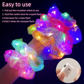 10Pcs Light Up Hair Scrunchies Party Favor, LED Scrunchy Hair Ties for Women & Girls Hair 80s, Glow in the Dark Party Supplies Festival Rave Accessories for Neon Glow Party