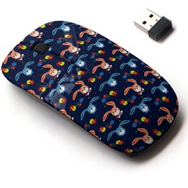 2.4G Wireless Mouse with Cute Pattern Design for All Laptops and Desktops with Nano Receiver - Childish Cute Bunnies