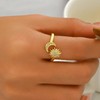 Nawflue 18K Gold Plated Moon Sun Rings for Women Adjustable