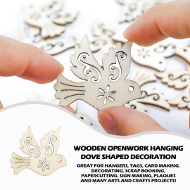 FERCAISH Wooden Discs Dove Shapes Natural Peace Dove Wood Decoration Scatter Decoration for Crafts DIY Crafts Painting Colouring 32 x 35 mm (Pack of 10)