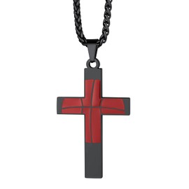 Richsteel Basketball Cross Necklace for Men Bible Verse, Religious Faith Christian Scriptures Pendant Cross Chain, Baptism 1st First Communion Graduation Gifts for Men Jewelry for Him