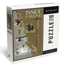 Sitka, Alaska, Inside Passage Map (1000 Piece Puzzle, Challenging Jigsaw Puzzle for Adults, Made in USA)