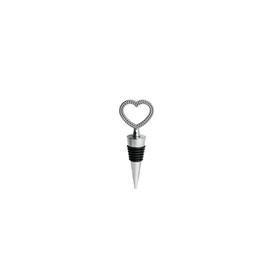 Silver Metal Heart-Shaped Wine Bottle Stopper Wedding Favor with Velvet Gift Box - 1 Piece