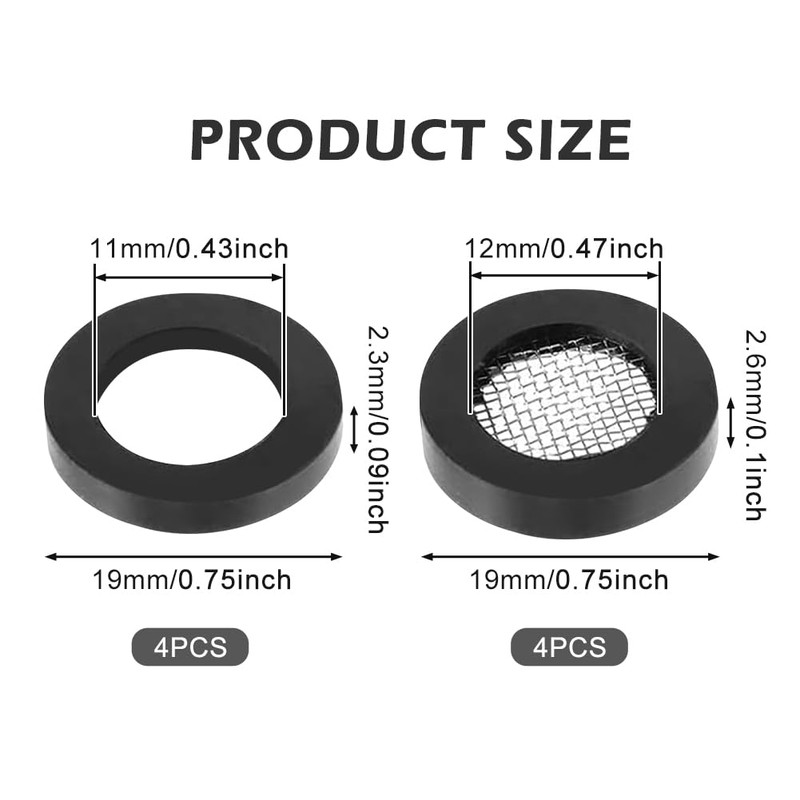 3/4" Shower Head Filter Gasket, Rubber Washer with Wire Mesh