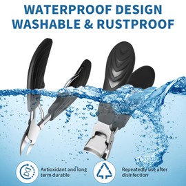 Guegine Wide Jaw Opening Anti-Splash Slanted Nail Set,Slanted Nail Clippers for Seniors Thick Toenails,Toe Nail Clippers for Thick Nails with Manicure Tools for Men Women Elderly