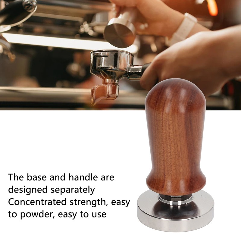 Coffee Tamper Separate Design Stainless Steel Ergonomic Wood Handle Portable