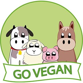 JJH Inc Cartoon Funny Go Vegan Sign Badge Emblem Vinyl Decal Sticker Waterproof Car Decal Bumper Sticker 5"