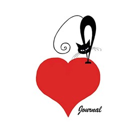  Journal: Black Cat on Heart 6x9 - GRAPH JOURNAL - Journal with graph paper pages, square grid pattern