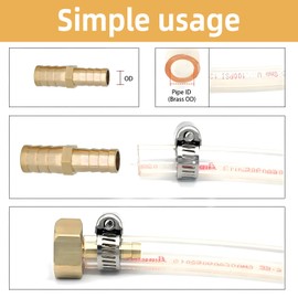 12 Pcs 6mm 8mm 10mm Brass Barb Hose Fittings, 2 Way Straight Hose Barb Fittings, Straight Connector Coupler, Brass Barb Connectors for Transporting Air Gas Water Pipe Fuel Line Oil Fuel