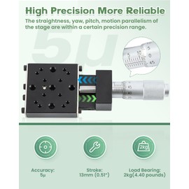 Huanyu PP110-13-34 X Axis Manual Linear Stage Translation Displacement Platform Station Optical Sliding Table 13mm Travel