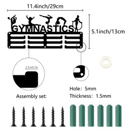 CREATCABIN Gymnastics Medal Holder Medal Hanger Display Rack Sports Metal Hanging Awards Iron Small Mount Decor Awards for Wall Home Badge Race Running Gymnastics Swimming Medalist Black 11.4x5.1 Inch