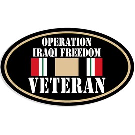 Oval Operation Iraqi Freedom Veteran Sticker (Served in The Iraq War Ribbon, Military Veteran Vinyl for Cars, Trucks (3 x 5 inch)
