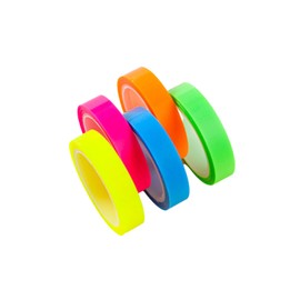 WIICOYK Tape Type, Fluorescent 5 Colors, Ultra Fine Lines, Translucent Film Sticky Notes, Headings, Indexes, Notebooks, Word Books, Colorful, 0.2 inch (6 mm) or 0.3 inch (8 mm) Width, 5 Rolls Set (6mm