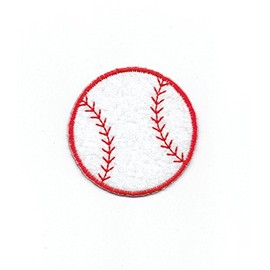 2 Inch Felt Baseball White and Red Stitching Embroidered Iron on Patch