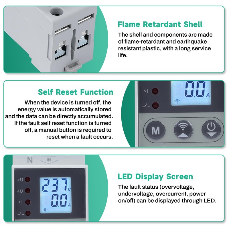 40A WiFi Switch with Surge Protection Overcurrent Smart Meter Switch