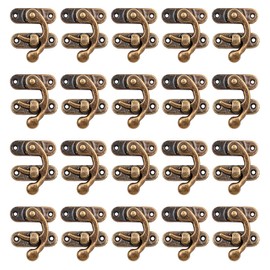20Pack Antique Latch Hook Vintage Horn Hook Lock Right Buckle Lock with Screws for DIY Wine Gift Jewellery Wooden Boxes
