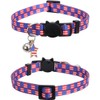 Lamphyface 3 Pack American Flag Cat Collar with Bell Breakaway