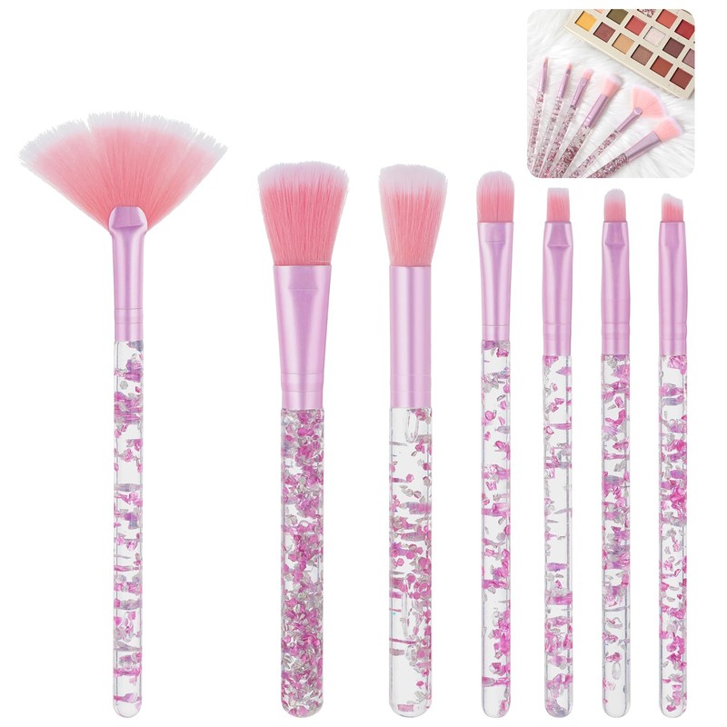 Makeup Brush Set, 7 Pcs Makeup Brushes Crystal Glitter Make