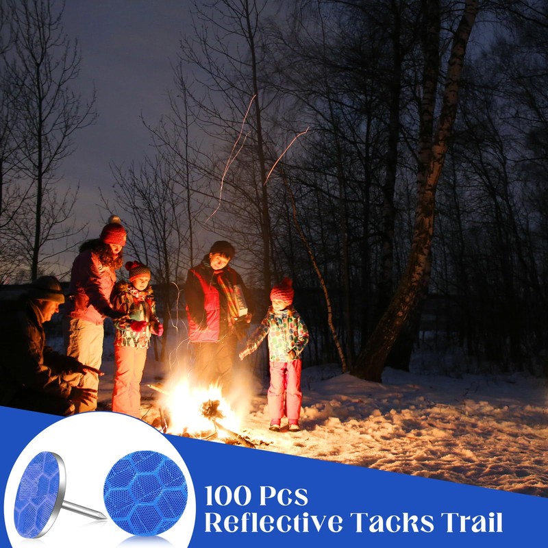 100 Pcs Reflective Tacks Trail Marking Tacks, Blue