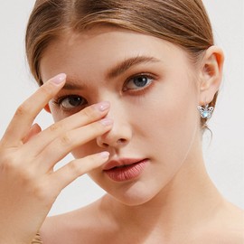 Moonstone Earrings for Women, 925 Sterling Silver Hypoallergenic Celtic/Butterfly/Phoenix/Infinity/Claddagh/Hedgehog Dangle Earrings Gift Moonstone Jewellery for Women Daughter Girls, Sterling Silver