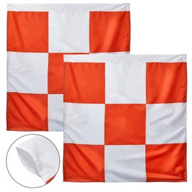 Safety Airport Flag, 36 x 36 Inch, Marking Orange and White Checkered Racing Flags for Safety Warning Marking Airport Construction Vehicles Site Obstacles Bike Truck Camping(10 Pcs)