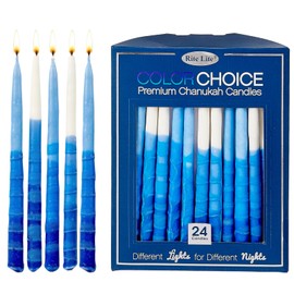 Dripless Hanukkah Candles Rite Lite | Tapered Pastel Blue & White Chanukah Bulk Colorchoice 24 Pack | Standard Size Menorah Premium Quality Wax Jewish Holiday Party Gifts Decorations
