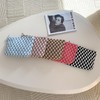 PAZIMIIK Knitted Checkered Makeup Bag Large Zipper Make Up Accessory