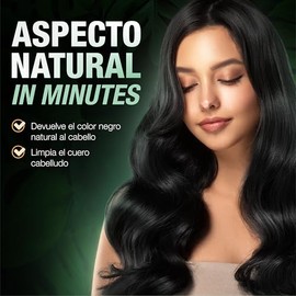 ABERA Shampoo Tinte para el Cabello, Color Negro para Cubrir Canas, para Hombres y Mujeres, Tratamiento de Un Solo Uso con Color Oscuro Natural (200 m