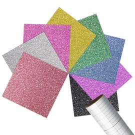 VViViD DECO65 Glitter 8-Color Bundle Permanent Adhesive Craft Vinyl Roll for Cricut, Silhouette & Cameo Including 12 Inches x 15 Inches Sheet of Hight Tack Transfer Paper