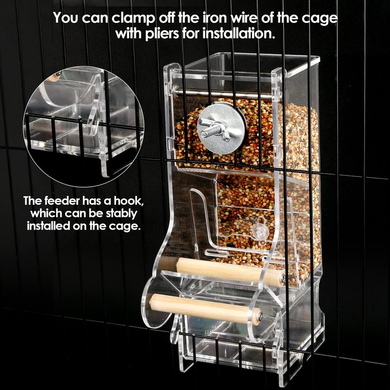 Hosukko 2PCS No Mess Bird Feeder, Transparent Acrylic, Reducing Waste,