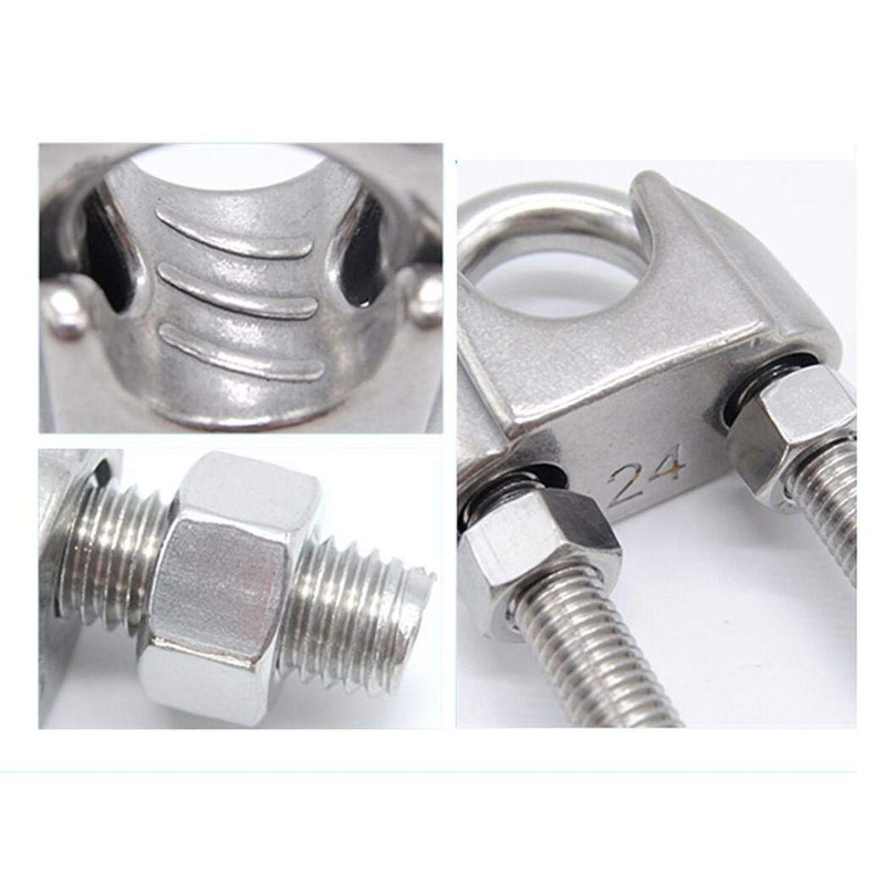 10x Stainless Steel Wire Rope Grip Clip Cable Clamp 6mm