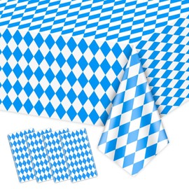 Hegbolke 4 Pack Oktoberfest Tablecloths - Blue and White Checkered Tablecloth Beer Table Cloths Rectangular Oktoberfest Table Covers for German Oktoberfest Decorations Supplies, 54" x 86"