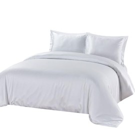 Royal Tradition Viscose from Bamboo-Cotton Blend 3pc Duvet Cover Set (King/California King, Solid White) Soft and Breathable Comforter Cover with Shams