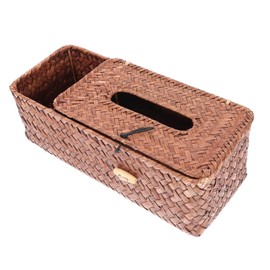 Mobestech Woven Tissue Box Cover Multifunctional Remote Control Organizer for Living Room Rustic Napkin Holder Household Tissue Holder Suitable for Home Office 100% Natural Grass