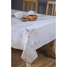 Maison d’Hermine Tablecloth, 100% Cotton, 160 cm x 220 cm, Decorative Tablecloth, Washable, Square Tablecloths for Mother's Day Gifts, Dining, Weddings, Meadow Florals - Beige - Spring/Summer
