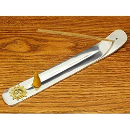 Song of India Incense Burner Boat Silver Sun 10"