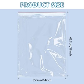 100 Count 14" x 18" Reclosable, Large Resealable Clear Plastic Bags Zipper Poly Bags for Storage, Heavy-Duty Plastic Zip Storage Bags for Clothes, Travel, Food
