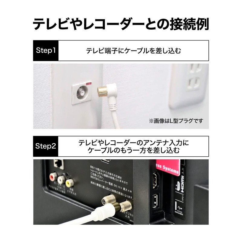 Nippon Antenna TV Connection Cable S4C 6.6 ft (2 m),