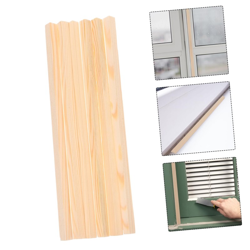 LIFKOME 6pcs Pine Wood Triangle Window Trim Strips Stylish Molding