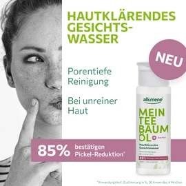alkmene Mein Teebaum Oil Facial Toner 2 x 150 ml Pimple Reduction 85% Confirmed - Natural Tea Tree Oil, Vegan & Climate Neutral - Facial Cleansing for Blemished Skin - Facial Toner Face, Face Tonic
