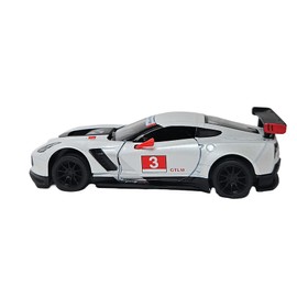 2016 Corvette C7.R, 1:36 Scale Die Cast Model, Openable Doors, Pull-Back Action, Red (White)