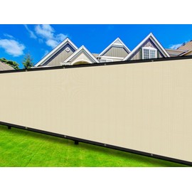 Coarbor Privacy Fence Screen Privacy Fence with Grommets Beige Heavy Duty Outdoor Fence Cover 150 GSM for Garden Outdoor Backyard Chain Link Fence 4'x20'