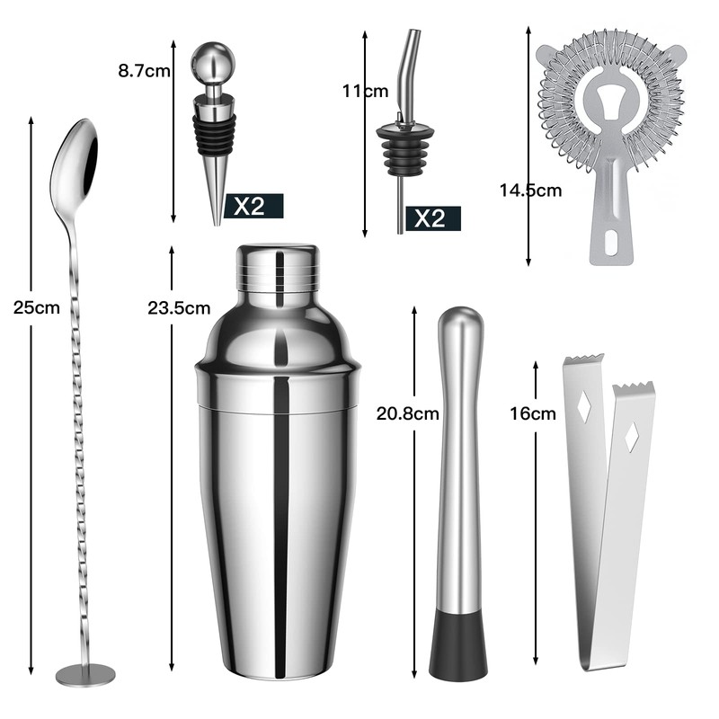 Sosayet Cocktail Shaker Set, 10-Piece Stainless Steel Cocktail Set with