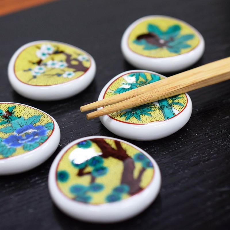 Chopsticks Rest Stylish Set of 5 Kutani Ware Yoshidaya Picture