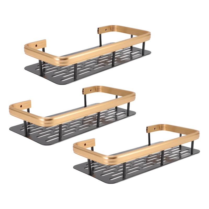Shower Storage Rack 3 Layers Punch Free Rectangle Aluminum Shower