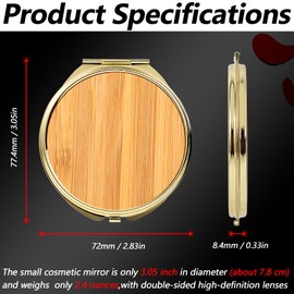 luzhidongm Metal Frame Wooden Surface Circular Travel Mirror (Bamboo)